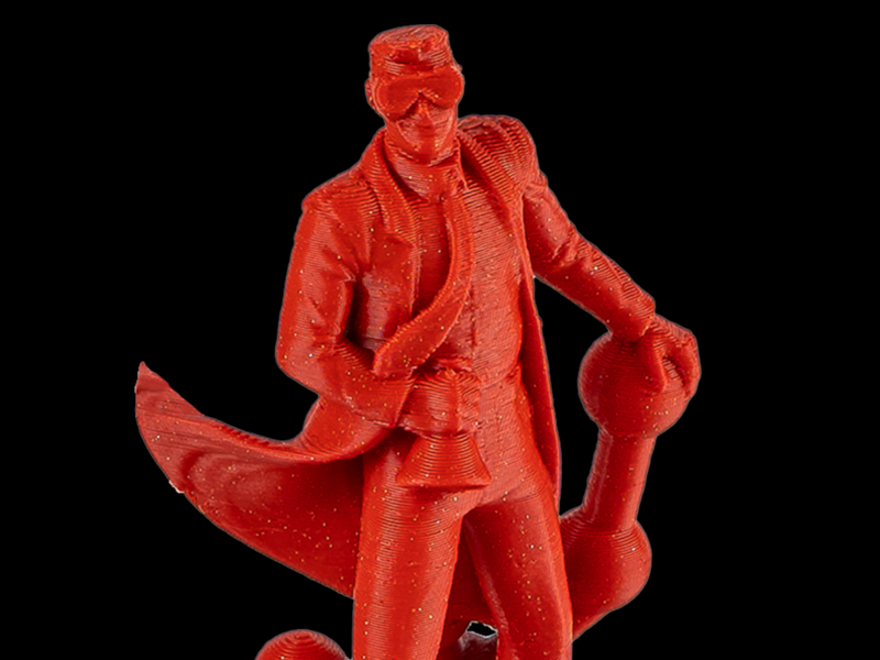 Figura 3D impresa con el filamento PolyLite ASA en Galaxy Red